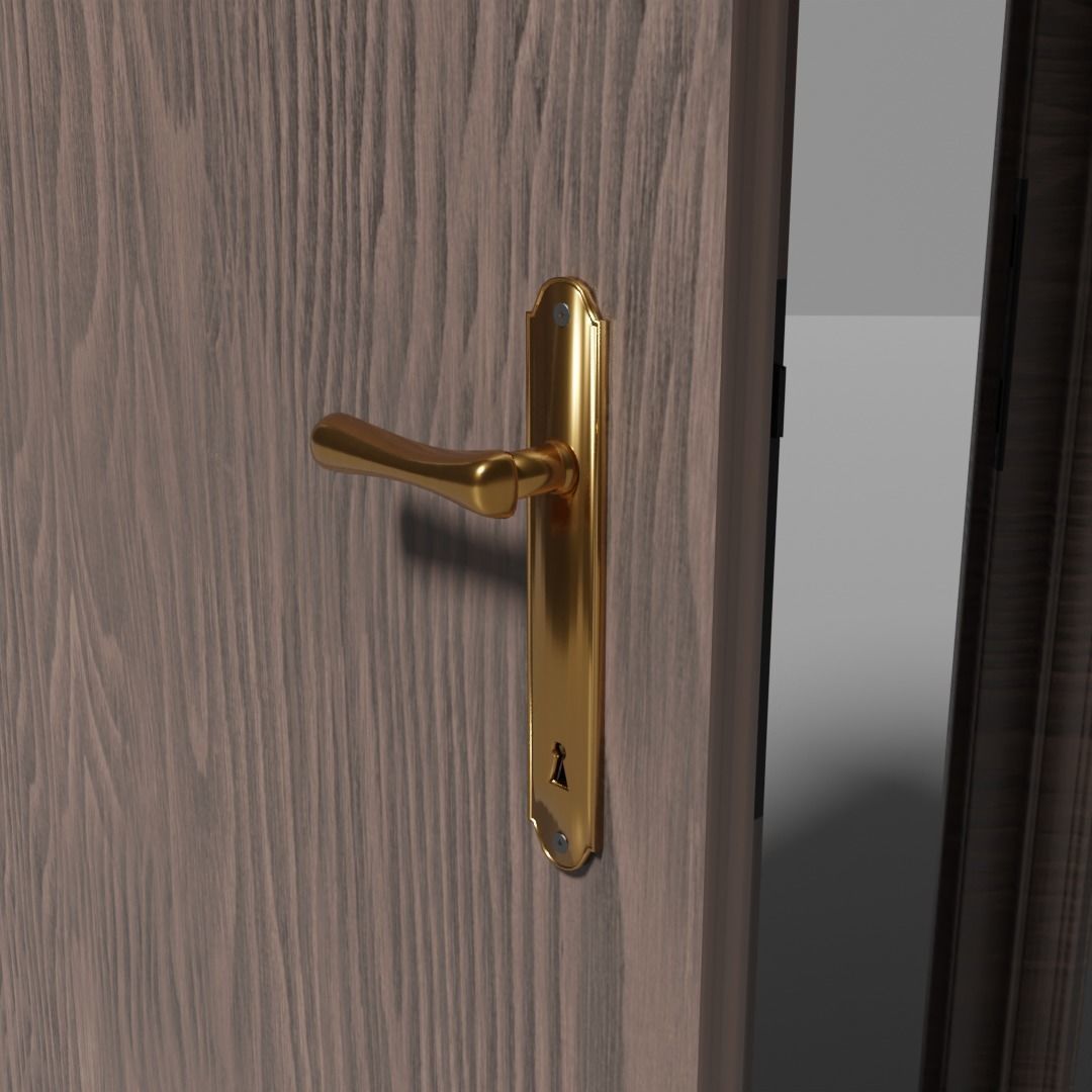 Classic interior door with frames Low-poly 3D model_1