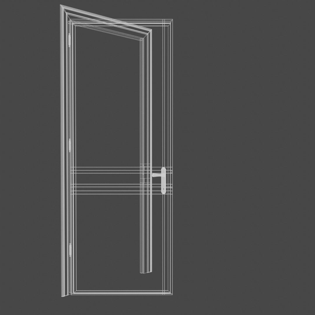 Classic interior door with frames Low-poly 3D model_5