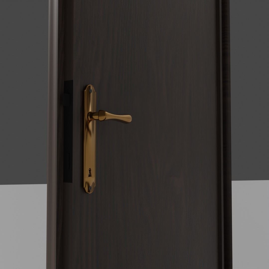 Classic interior door with frames Low-poly 3D model_4
