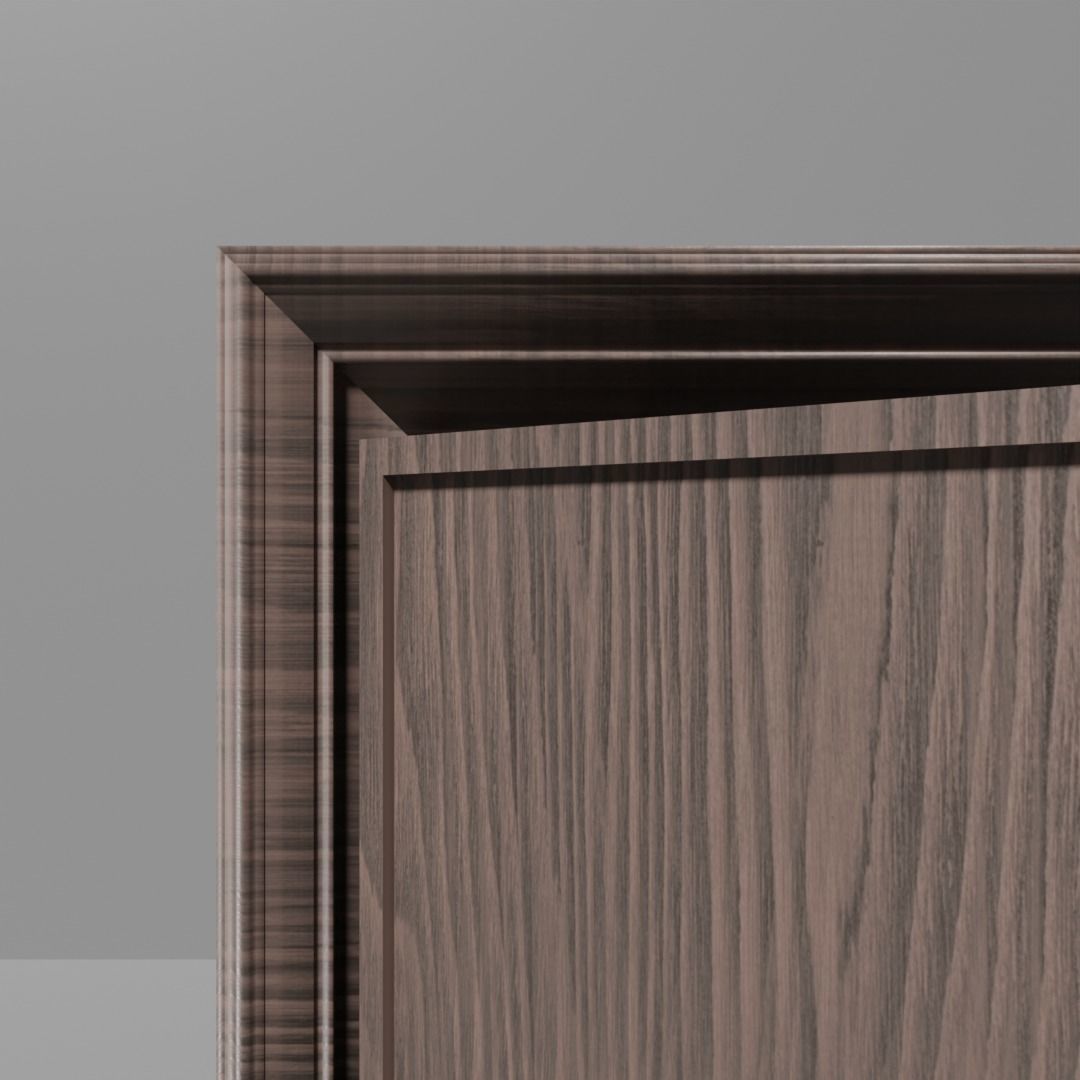 Classic interior door with frames Low-poly 3D model_3