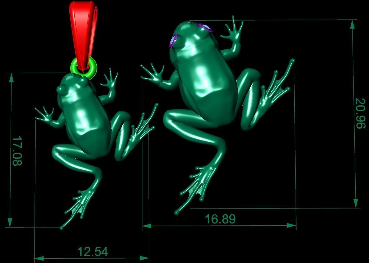 pendant frog double-sided 3D print model_13