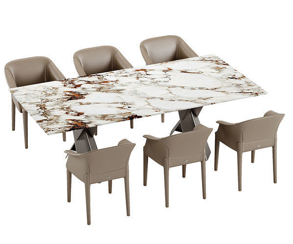 Cattelan Italia Mad Max Keramik table Zuleika chair set 3D model 3