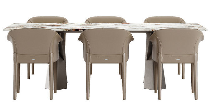 Cattelan Italia Mad Max Keramik table Zuleika chair set 3D model 4
