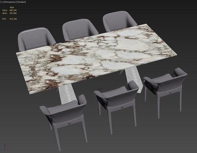 Cattelan Italia Mad Max Keramik table Zuleika chair set 3D model 2