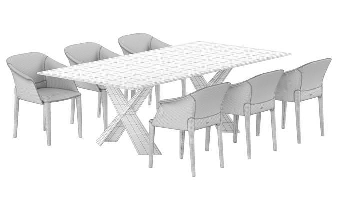 Cattelan Italia Mad Max Keramik table Zuleika chair set 3D model 6