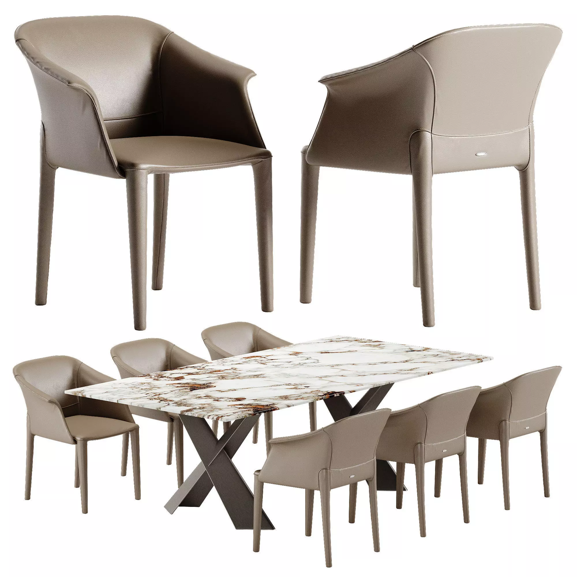 Cattelan Italia Mad Max Keramik table Zuleika chair set 3D model