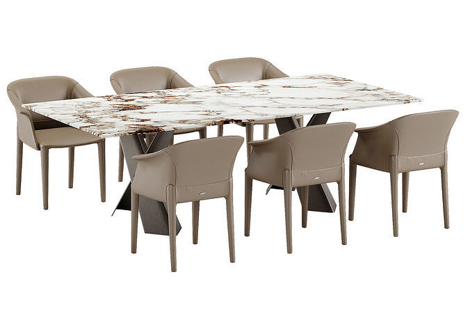 Cattelan Italia Mad Max Keramik table Zuleika chair set 3D model 5