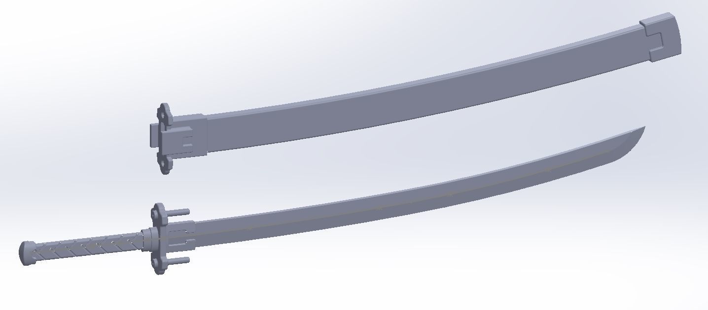 Kill La Kill Satsuki Sword And Sheath Printable Assembly 3D print model_4