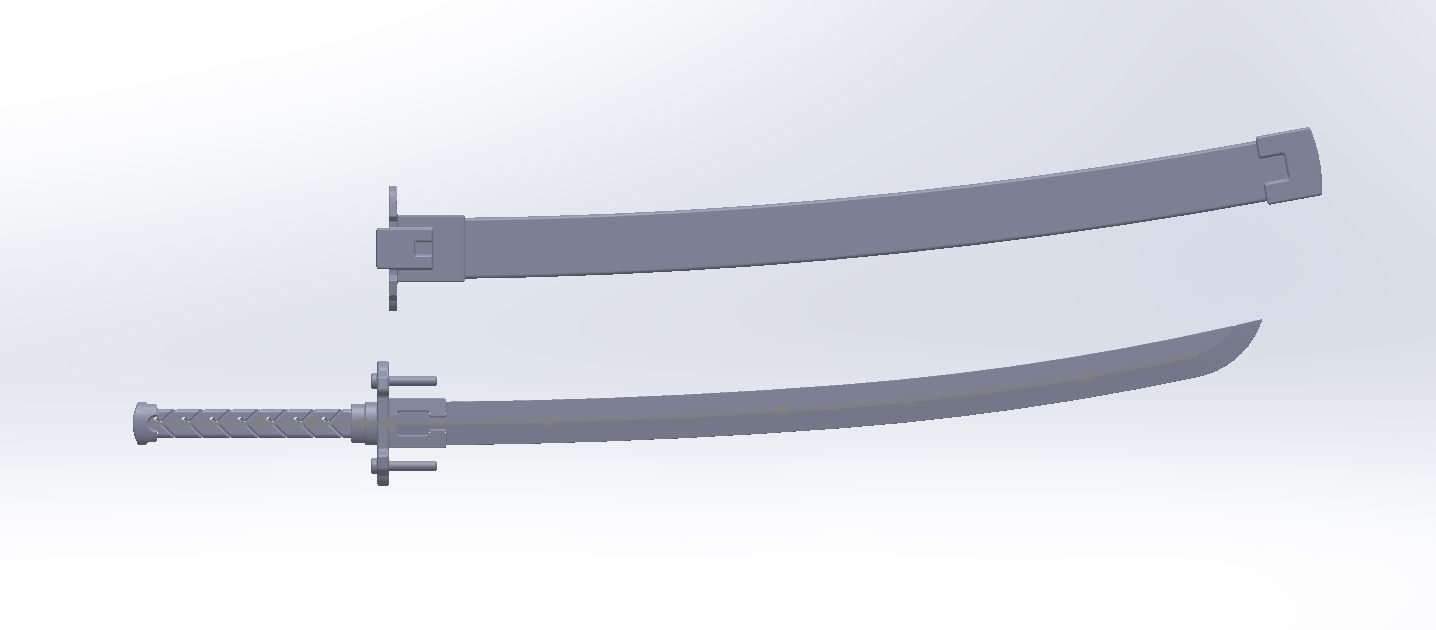 Kill La Kill Satsuki Sword And Sheath Printable Assembly 3D print model_3