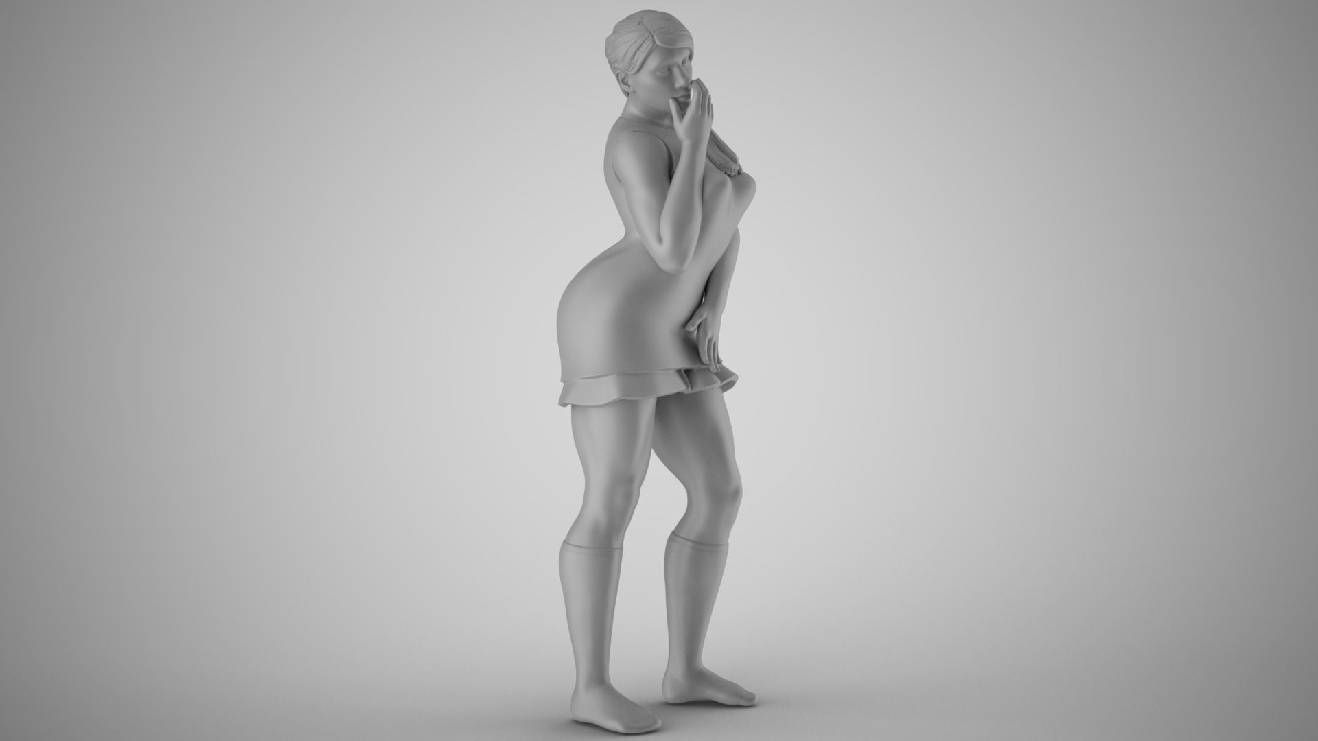 Embarrassed Woman 3D print model_3