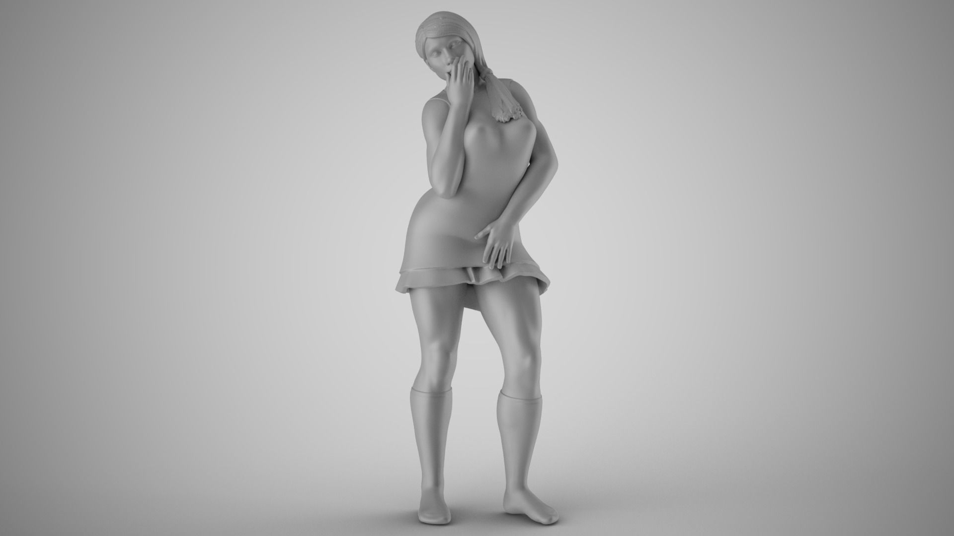 Embarrassed Woman 3D print model_2