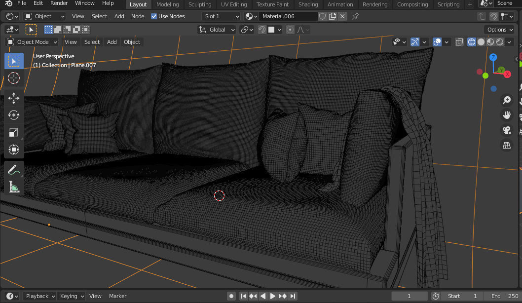 couch sofa with pillows 3D model_4