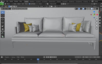 couch sofa with pillows 3D model_3