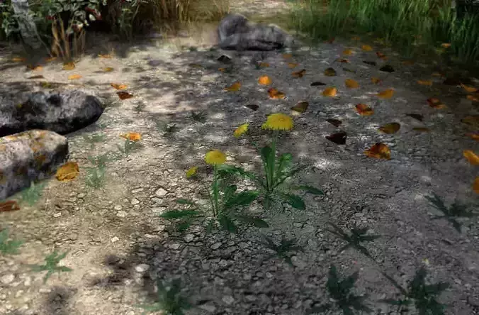 20 Ground Plants For Games Low-poly 3D model