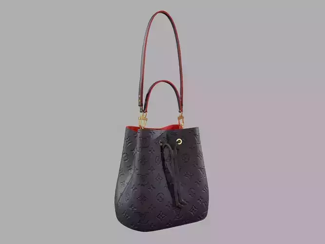 Louis Vuitton Neonoe MM Bag Monogram Empreinte Navy Red Leather Low-poly 3D model