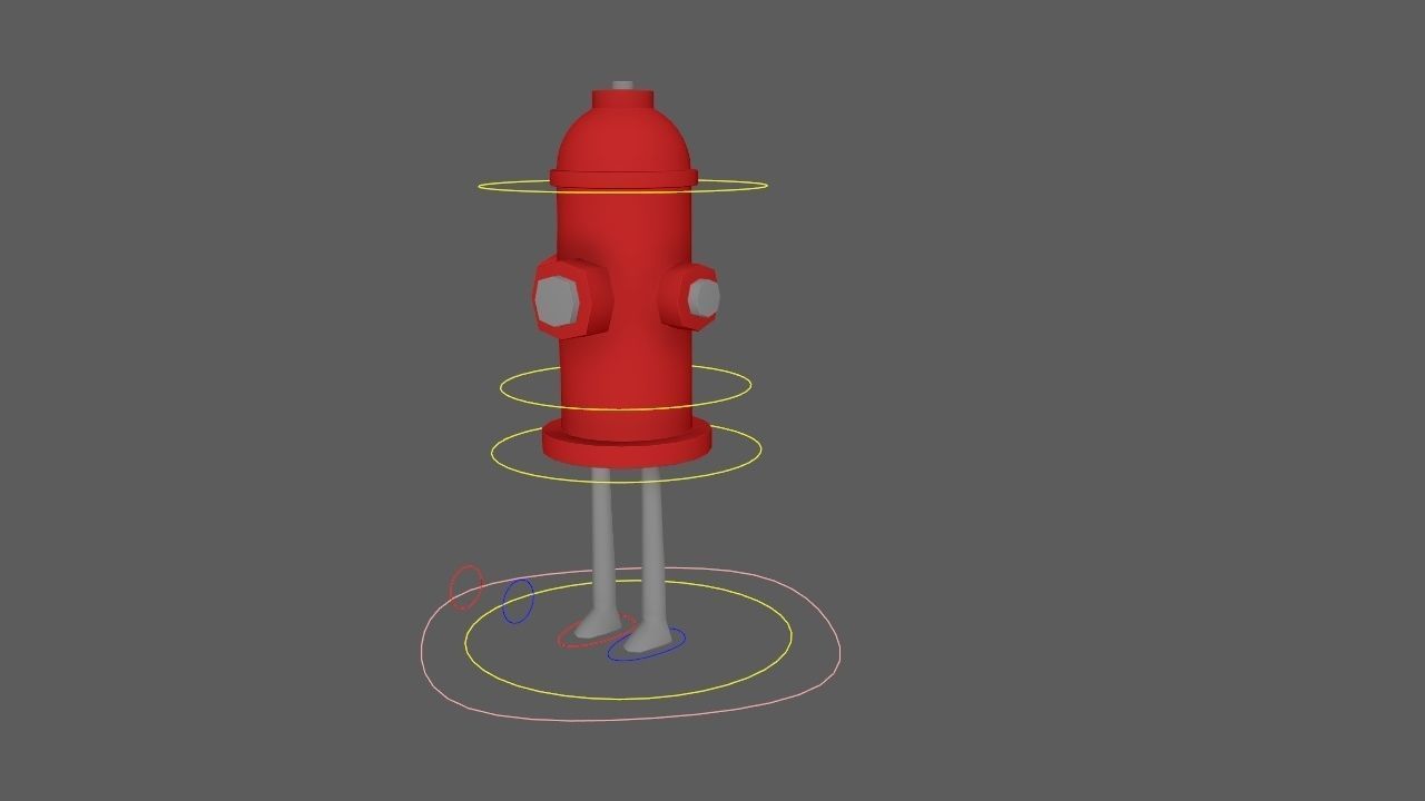 Cartoon Fire Hydrant Rig  3D model_6