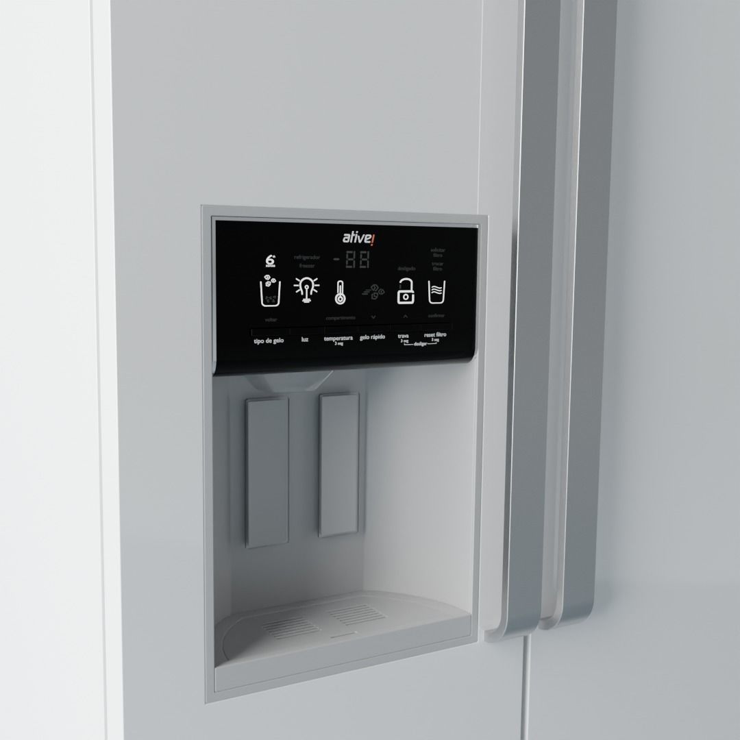 Brastemp Side by Side Refrigerator - White 3D model_1