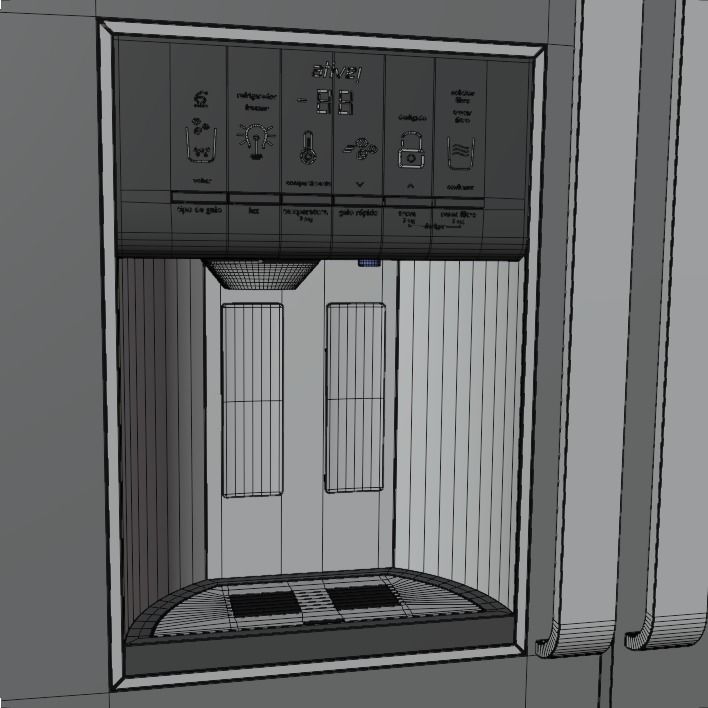 Brastemp Side by Side Refrigerator - White 3D model_11