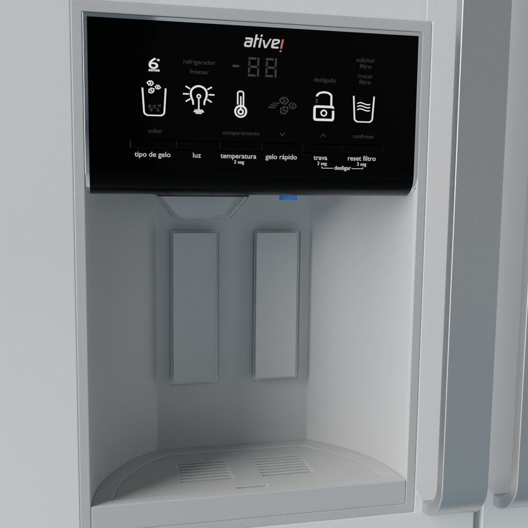 Brastemp Side by Side Refrigerator - White 3D model_5