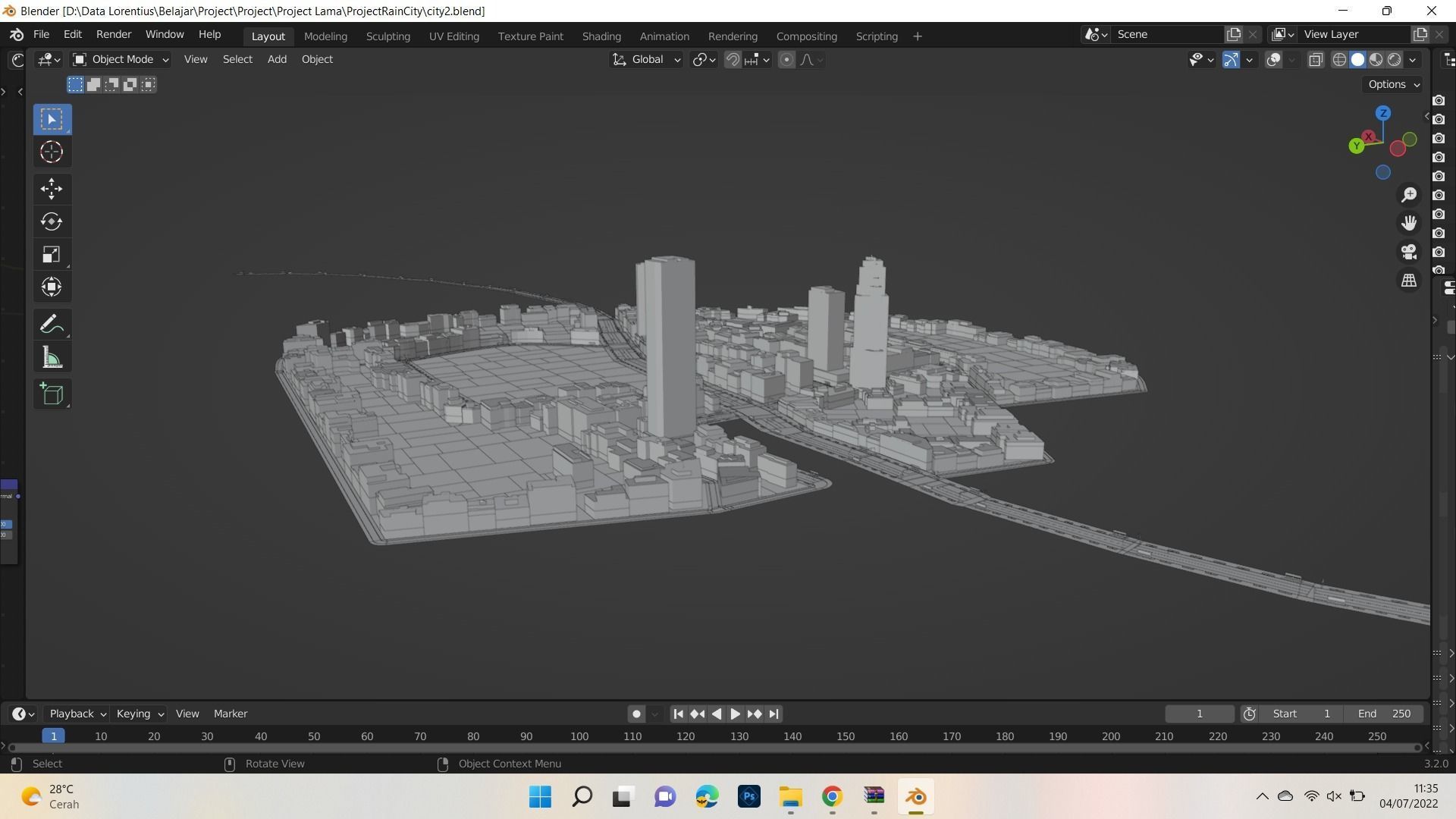 Landscape Model 3D city street with trees and buildings Free low-poly 3D model_3