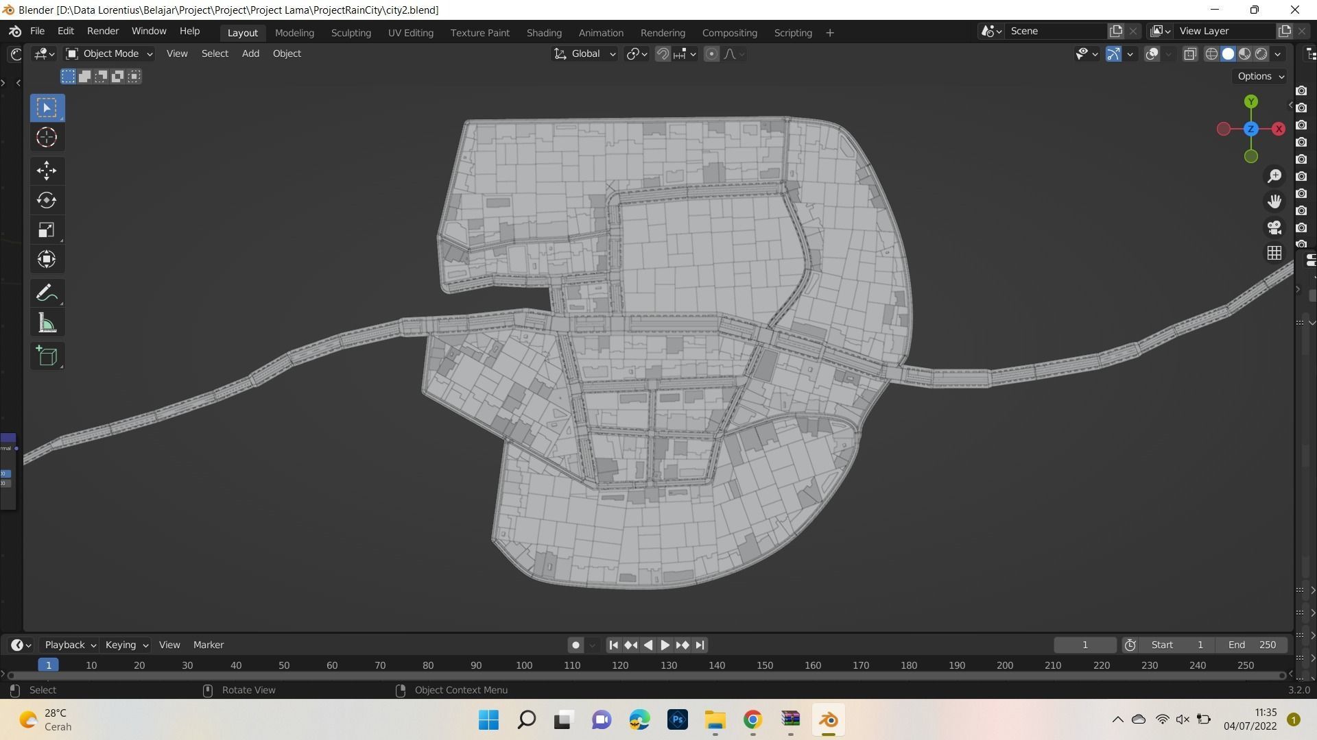 Landscape Model 3D city street with trees and buildings Free low-poly 3D model_4