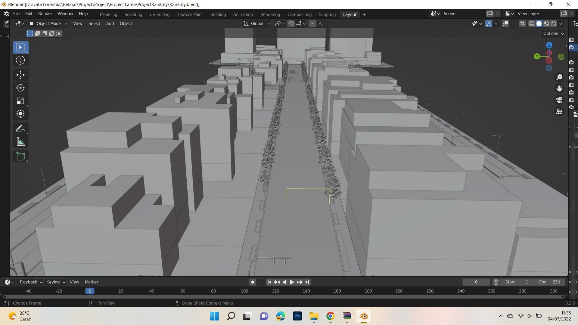 Landscape Model 3D city street with trees and buildings Free low-poly 3D model_5