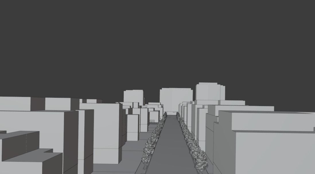 Landscape Model 3D city street with trees and buildings Free low-poly 3D model_2