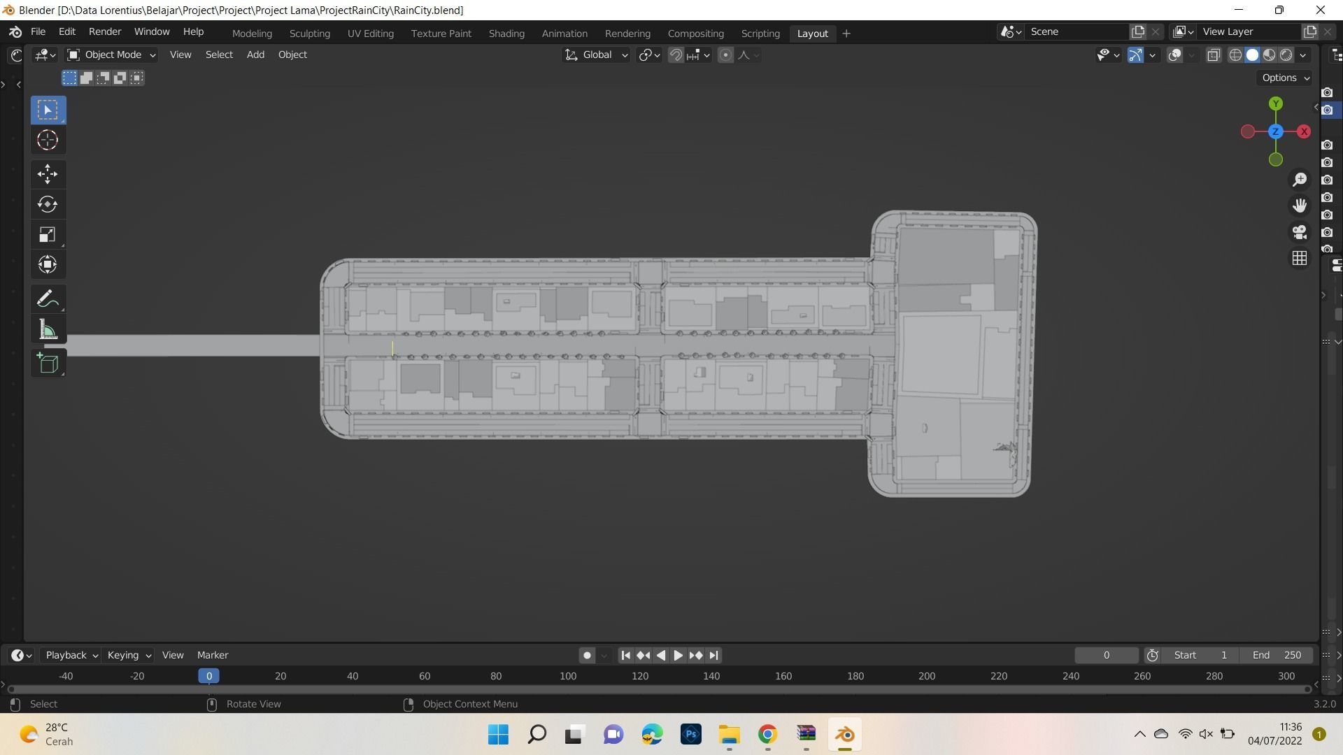 Landscape Model 3D city street with trees and buildings Free low-poly 3D model_6