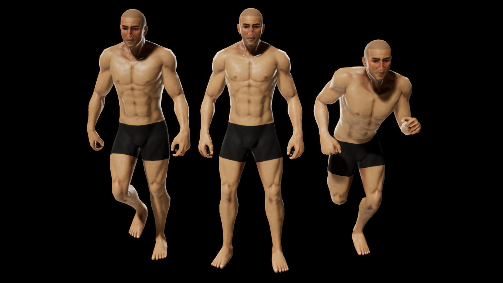 Human Base Male Character Low-poly 3D model_5