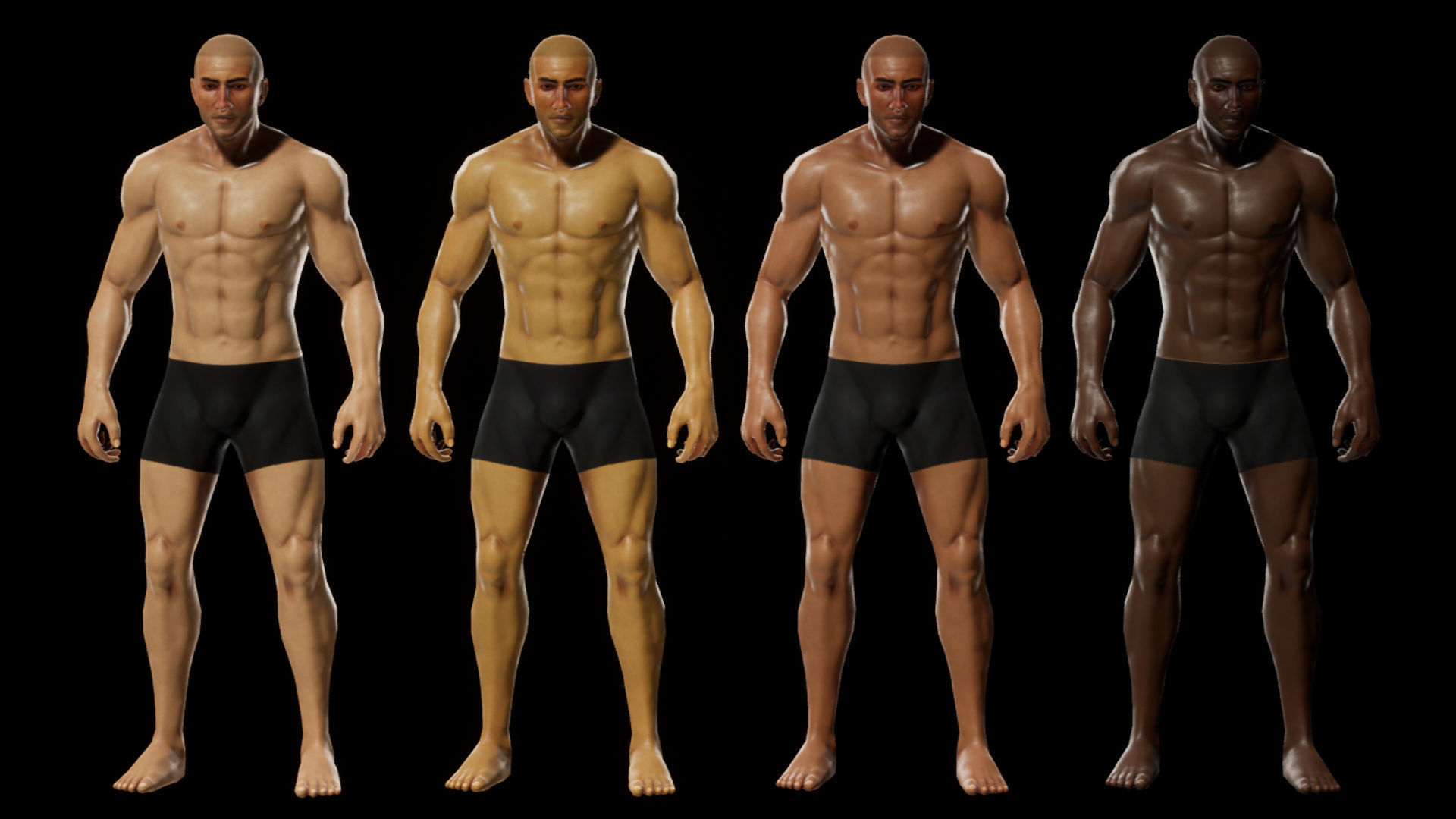 Human Base Male Character Low-poly 3D model_2