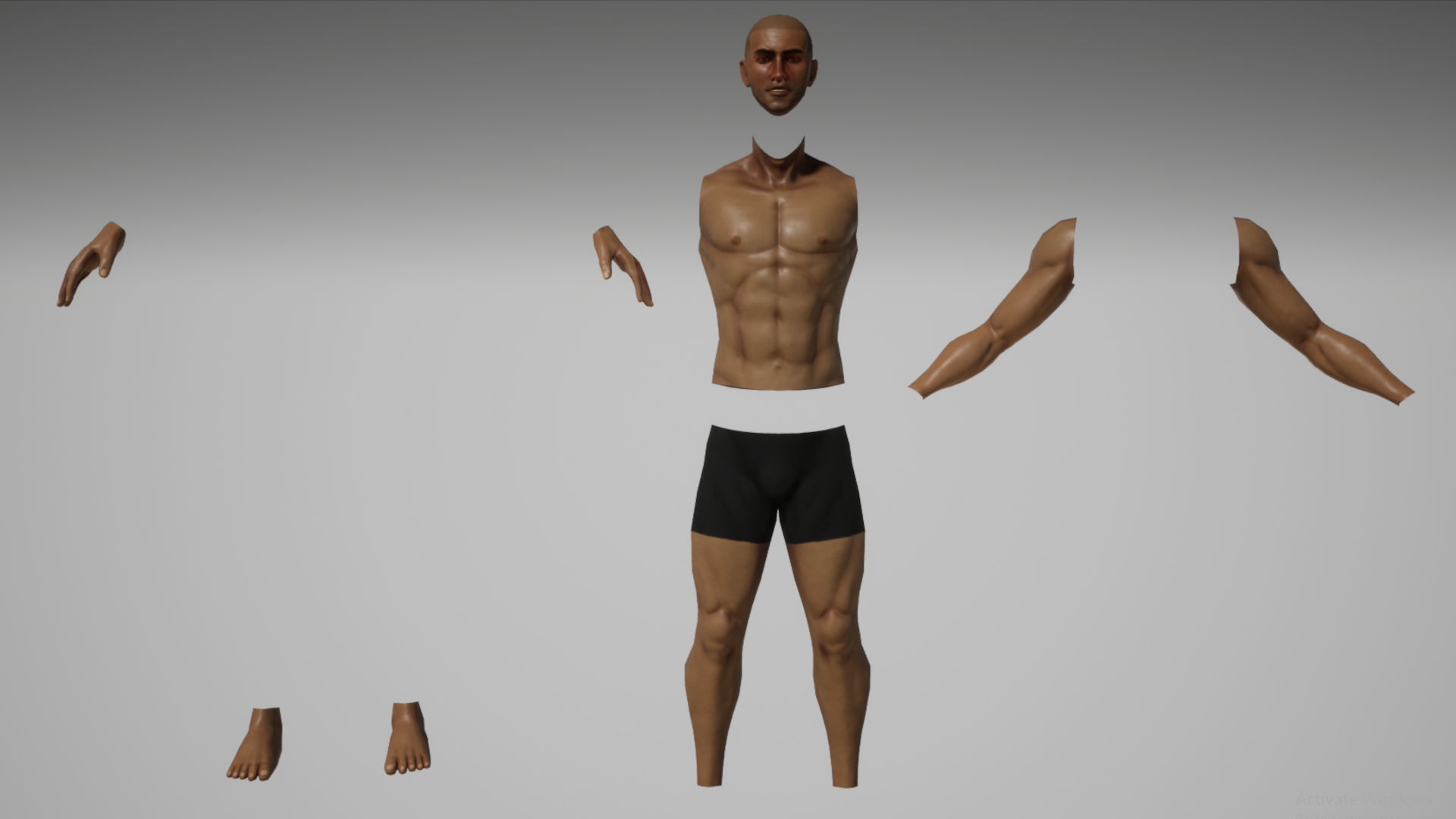 Human Base Male Character Low-poly 3D model_3