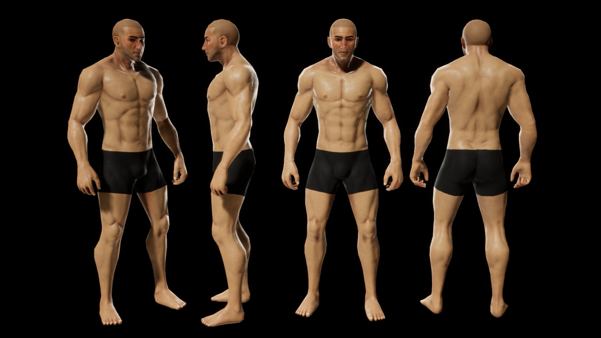 Human Base Male Character Low-poly 3D model_4