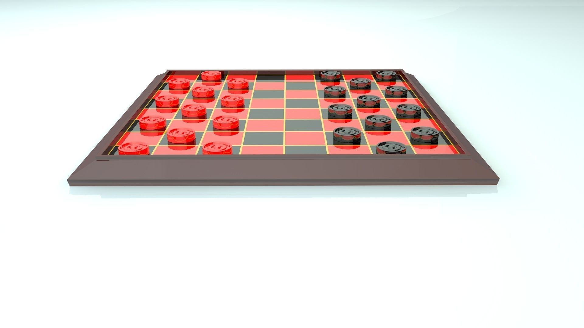 Checkers Board Game 3D model_3