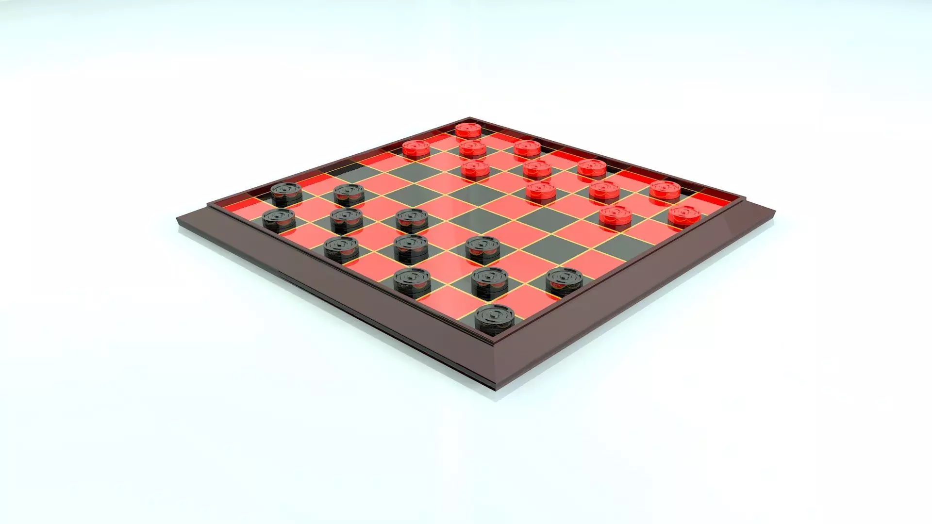 Checkers Board Game 3D model_0