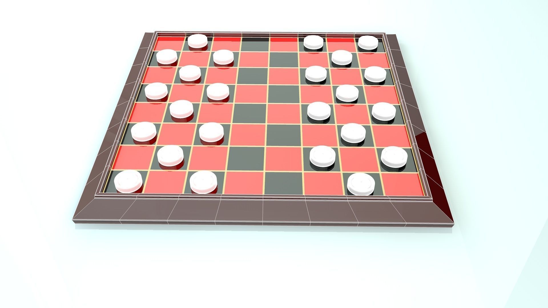 Checkers Board Game 3D model_9