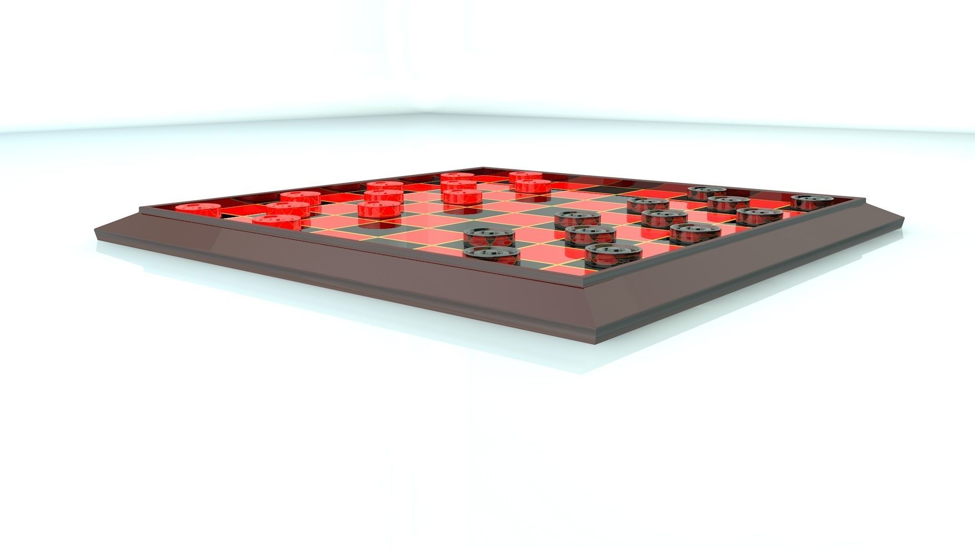 Checkers Board Game 3D model_2