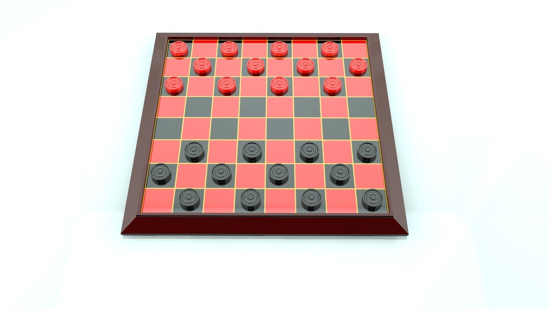 Checkers Board Game 3D model_1