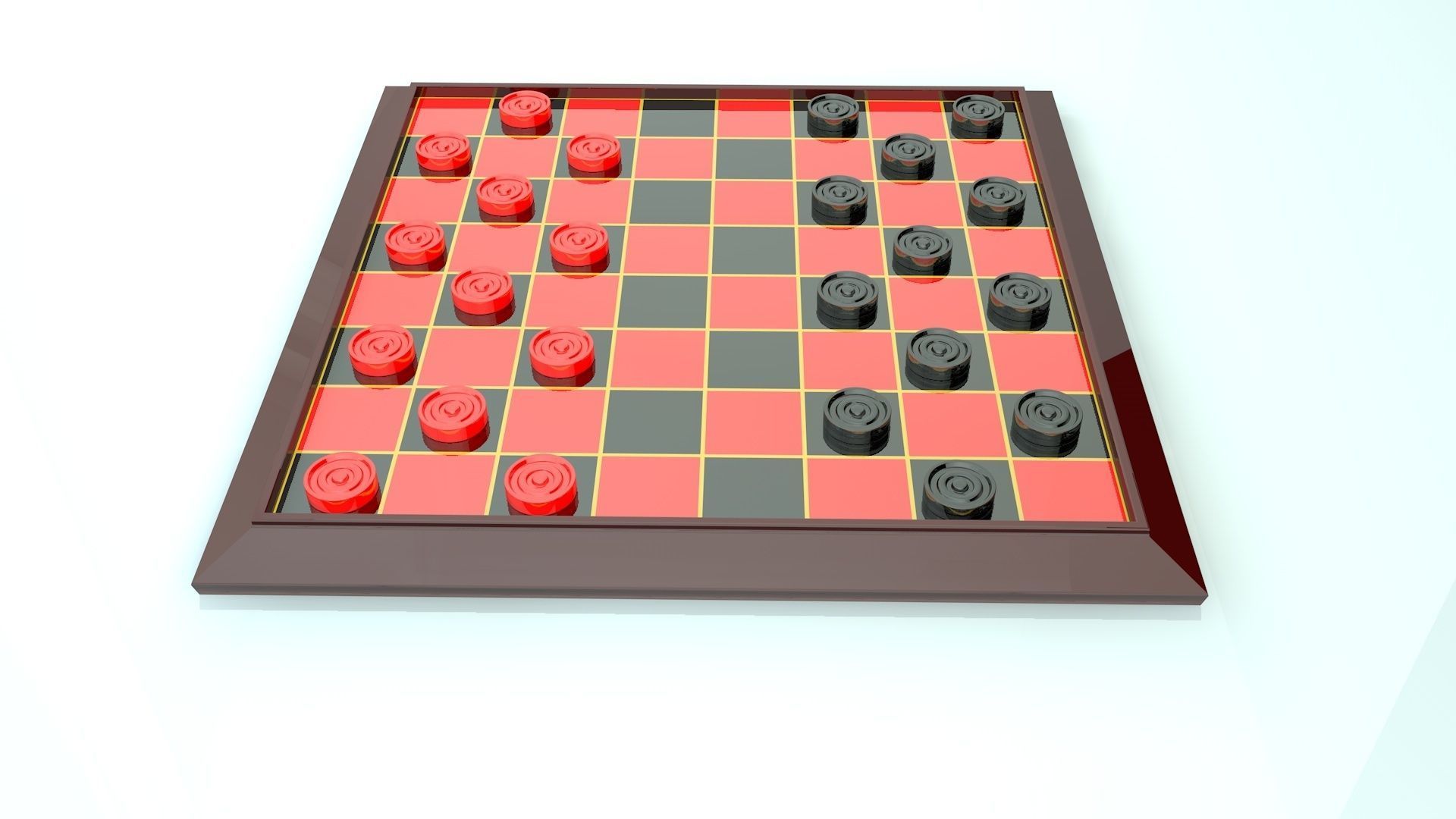 Checkers Board Game 3D model_4