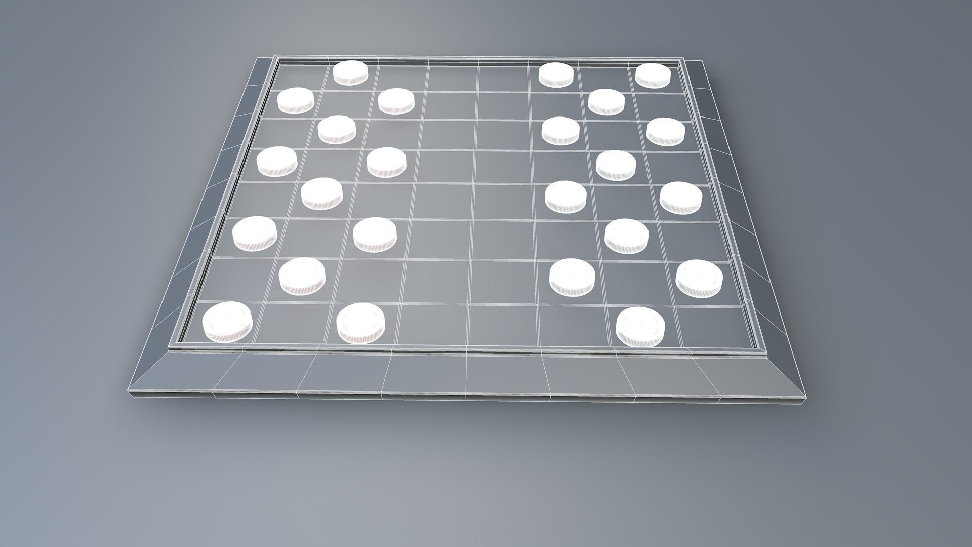 Checkers Board Game 3D model_14