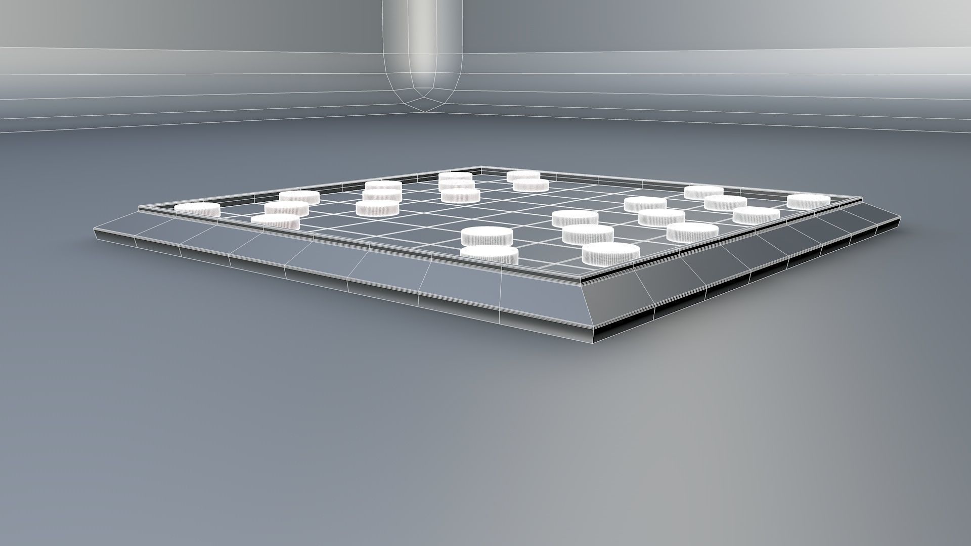 Checkers Board Game 3D model_12