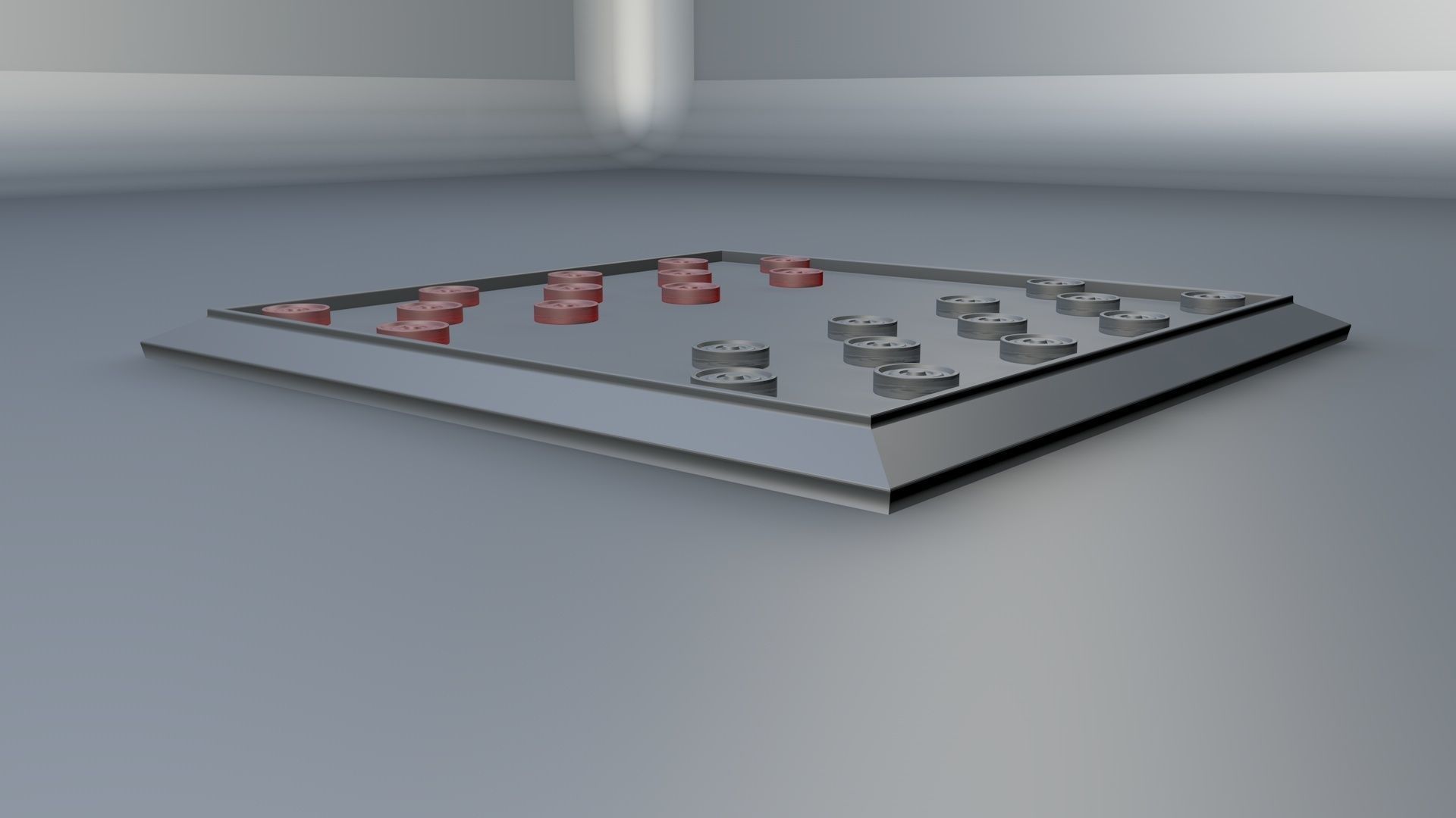 Checkers Board Game 3D model_17