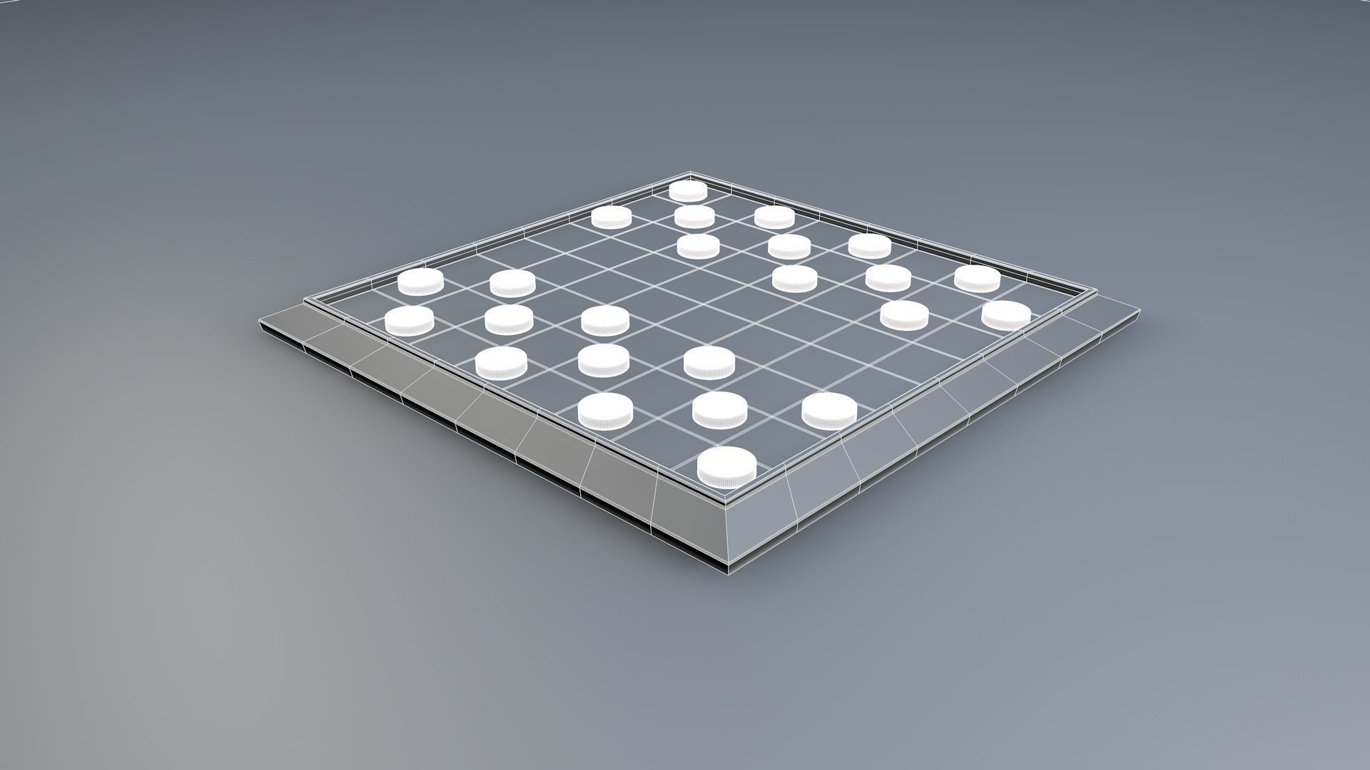Checkers Board Game 3D model_10