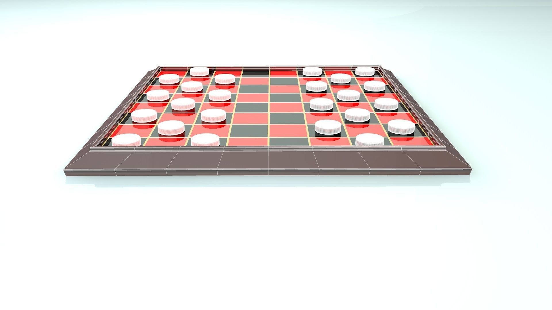 Checkers Board Game 3D model_8