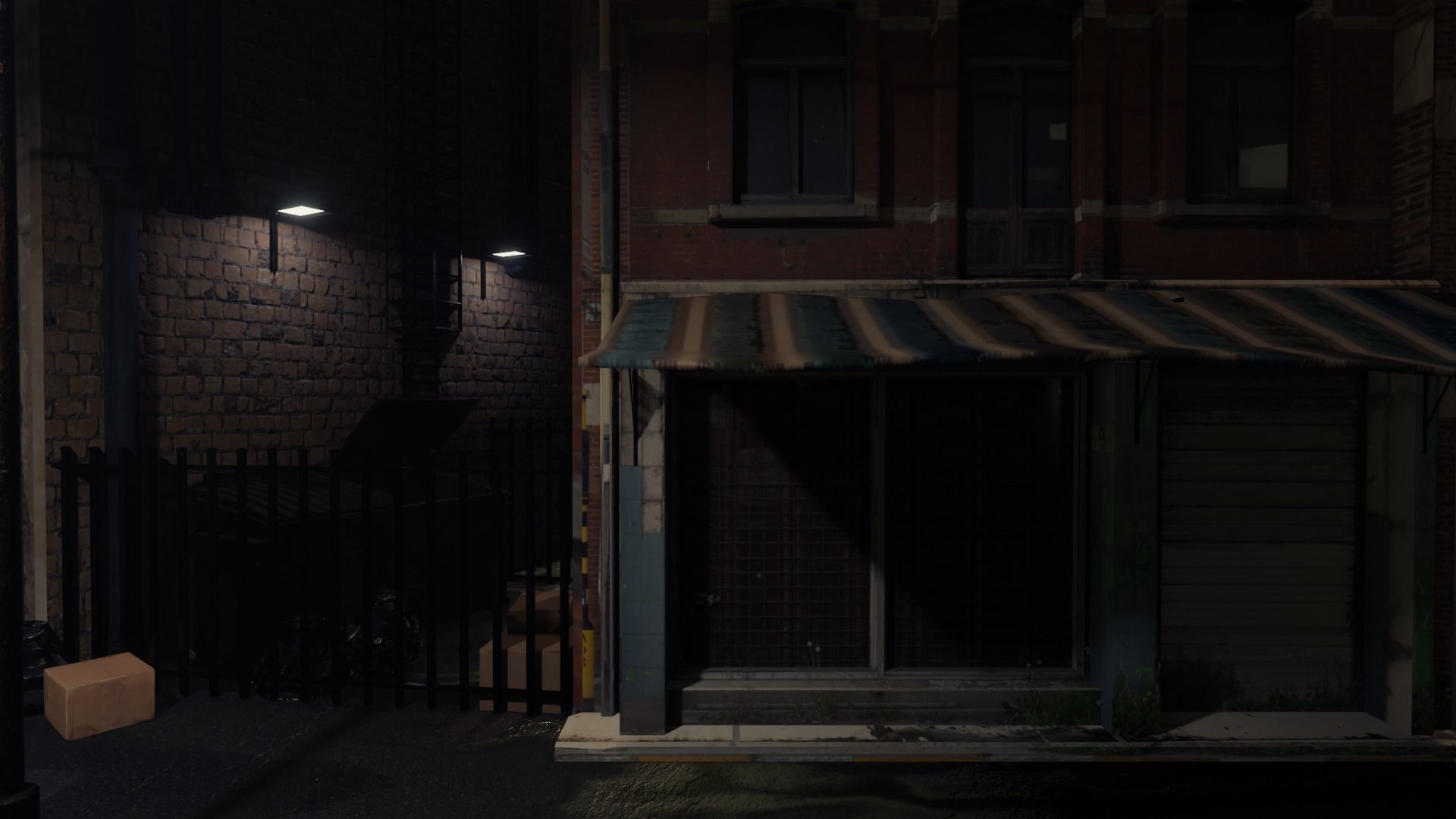 Atmospheric Night city street scene Low-poly 3D model_8