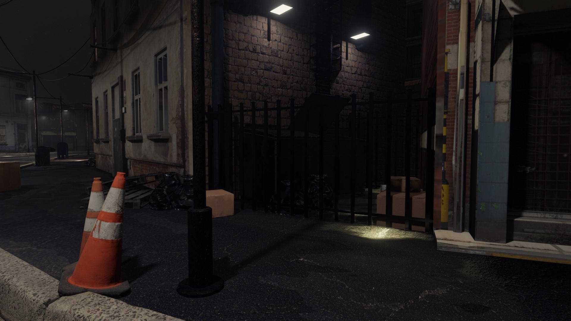 Atmospheric Night city street scene Low-poly 3D model_5