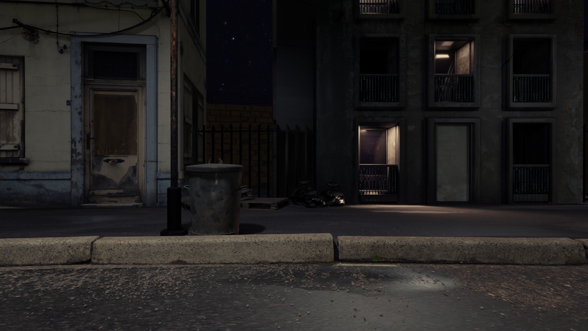 Atmospheric Night city street scene Low-poly 3D model_12