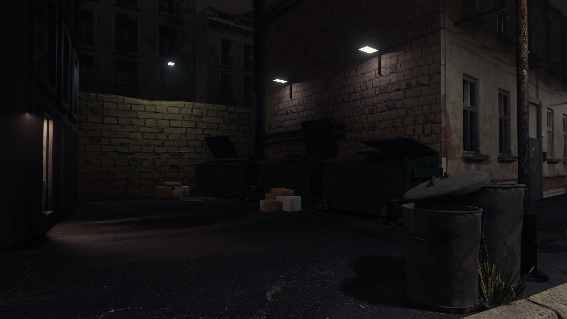 Atmospheric Night city street scene Low-poly 3D model_7