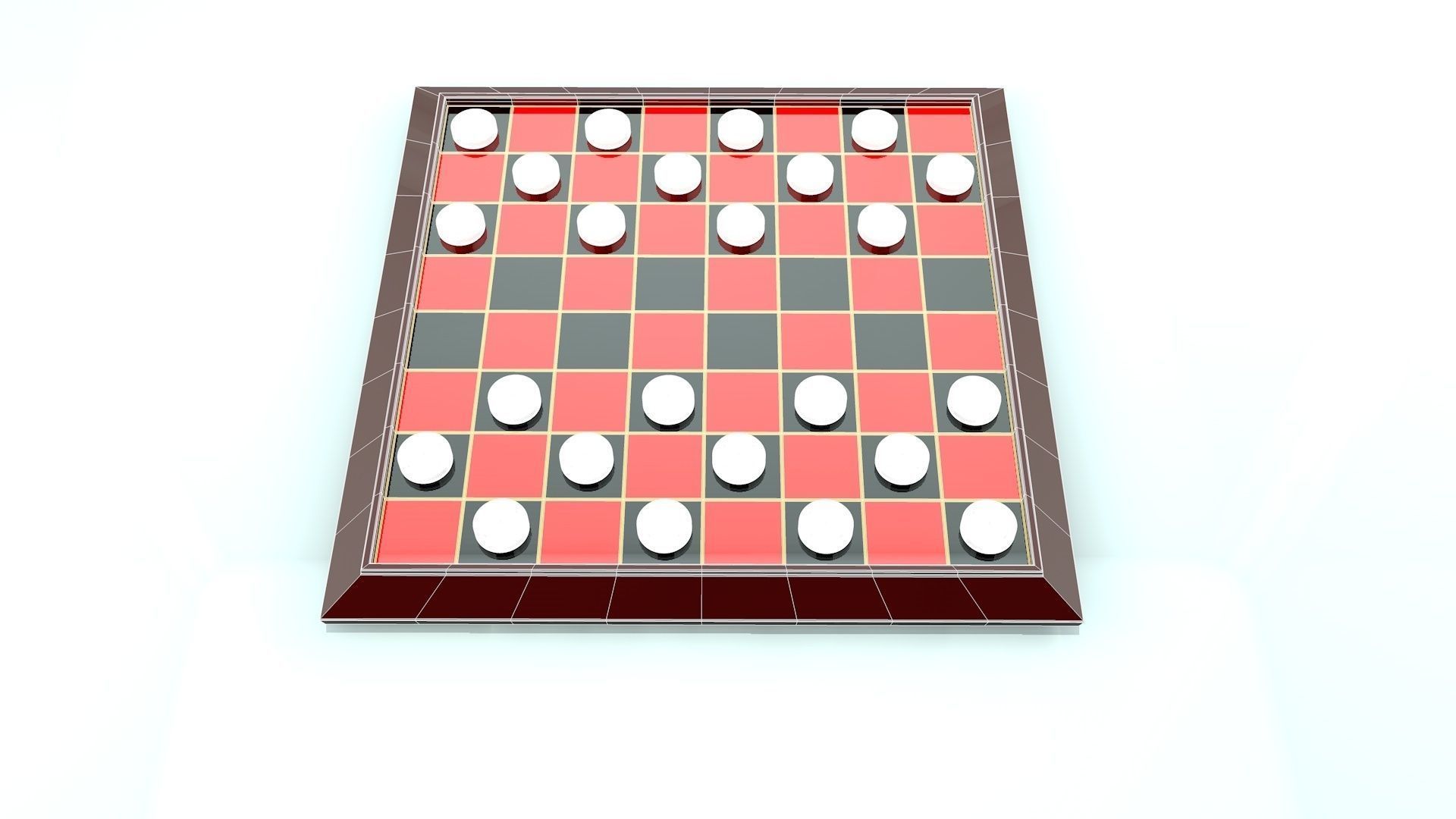 Checkers Board Game 3D Print Ready 3D print model_6