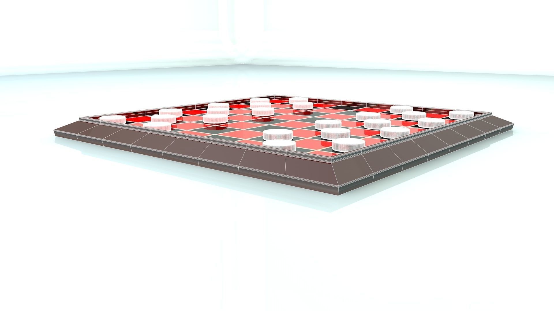 Checkers Board Game 3D Print Ready 3D print model_7