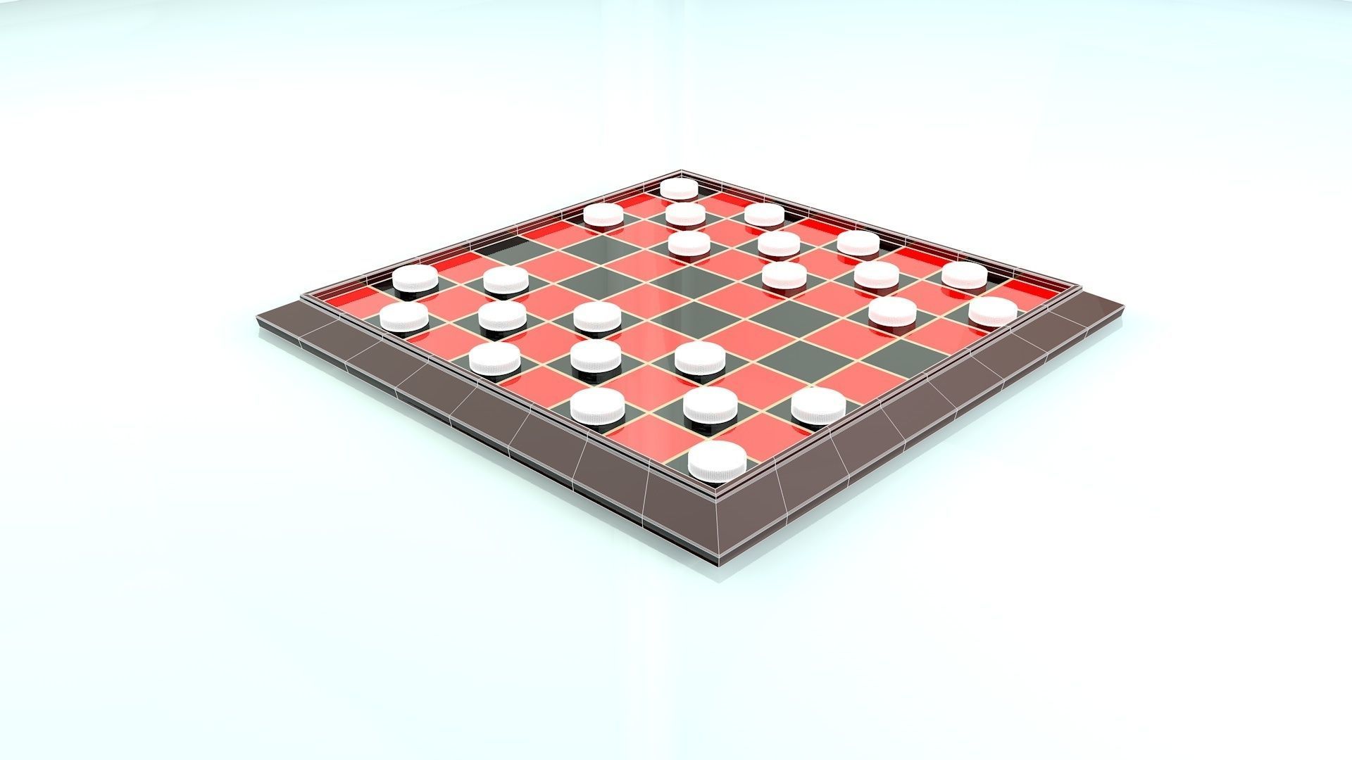 Checkers Board Game 3D Print Ready 3D print model_5